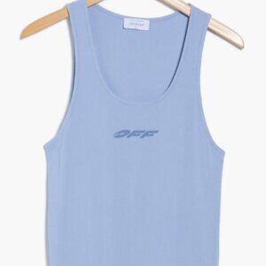 Stretch Cotton Logo Tank Off-White Blue